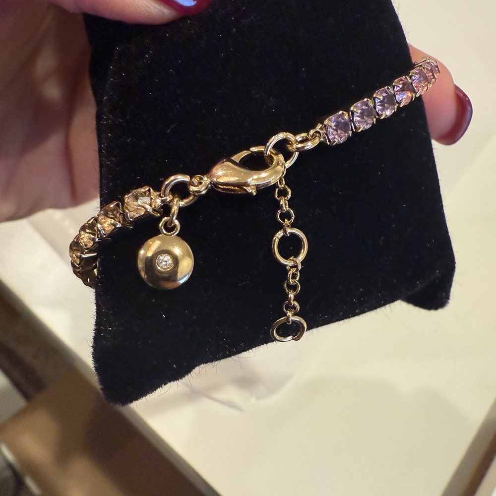 J. Crew Gold Bracelet with Multicolor Accents, rainbow crystal stones! Gorgeous - Picture 6 of 14